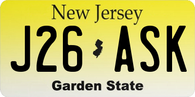 NJ license plate J26ASK