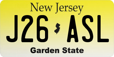 NJ license plate J26ASL