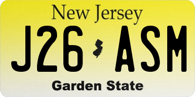 NJ license plate J26ASM