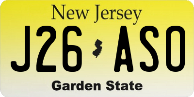 NJ license plate J26ASO