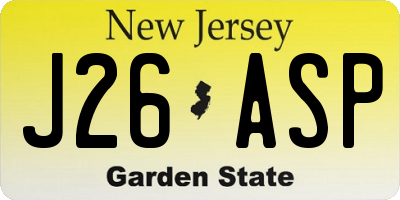 NJ license plate J26ASP