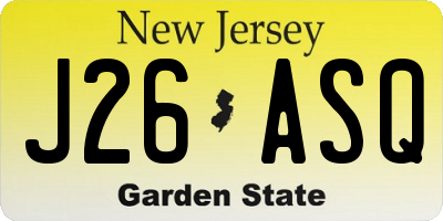 NJ license plate J26ASQ