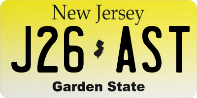 NJ license plate J26AST