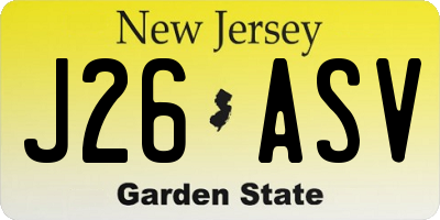 NJ license plate J26ASV