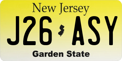 NJ license plate J26ASY