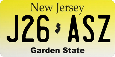 NJ license plate J26ASZ