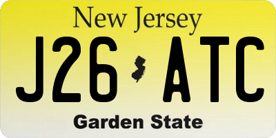 NJ license plate J26ATC