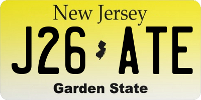 NJ license plate J26ATE