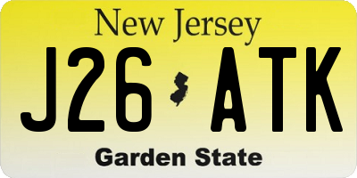 NJ license plate J26ATK