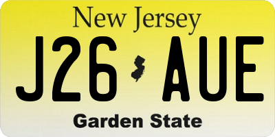 NJ license plate J26AUE