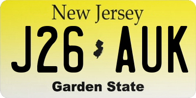 NJ license plate J26AUK