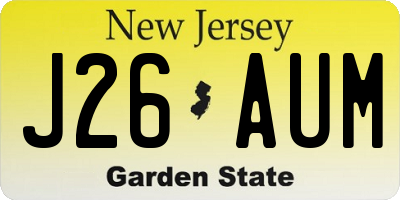 NJ license plate J26AUM