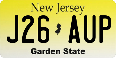 NJ license plate J26AUP