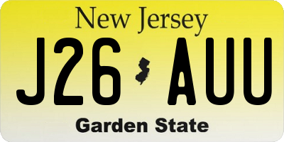 NJ license plate J26AUU