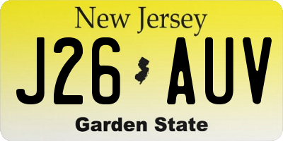 NJ license plate J26AUV