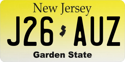 NJ license plate J26AUZ