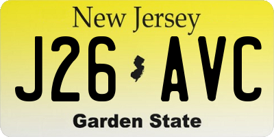 NJ license plate J26AVC