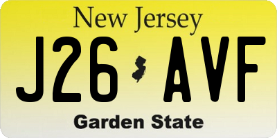 NJ license plate J26AVF
