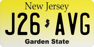 NJ license plate J26AVG