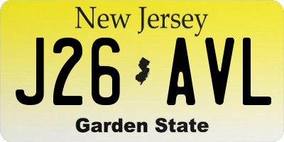 NJ license plate J26AVL