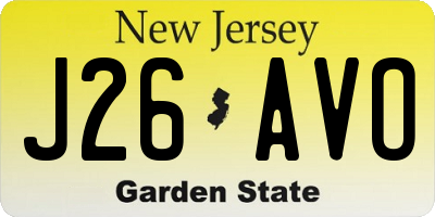 NJ license plate J26AVO