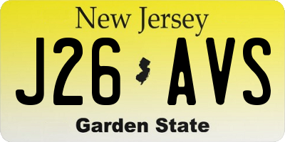 NJ license plate J26AVS