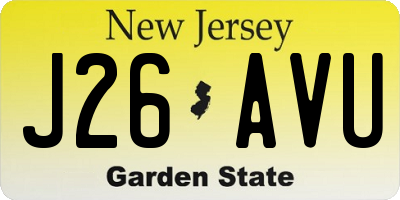 NJ license plate J26AVU