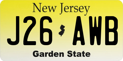 NJ license plate J26AWB