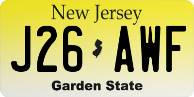 NJ license plate J26AWF