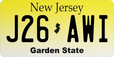 NJ license plate J26AWI