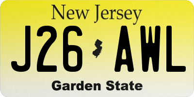NJ license plate J26AWL