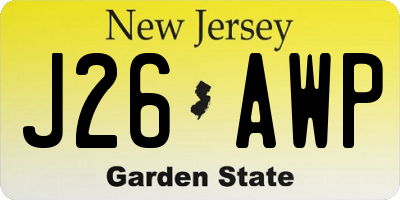 NJ license plate J26AWP