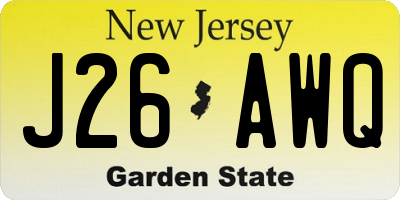 NJ license plate J26AWQ