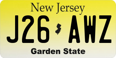 NJ license plate J26AWZ