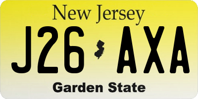 NJ license plate J26AXA