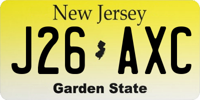 NJ license plate J26AXC
