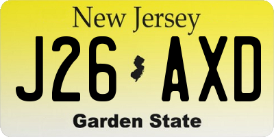 NJ license plate J26AXD