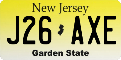 NJ license plate J26AXE