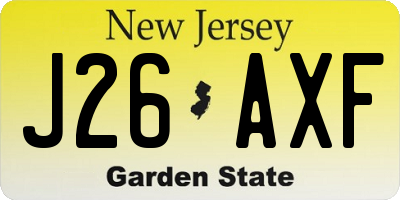 NJ license plate J26AXF