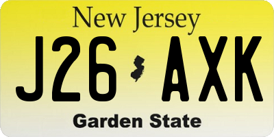 NJ license plate J26AXK