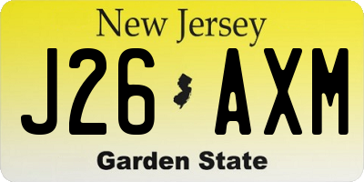 NJ license plate J26AXM