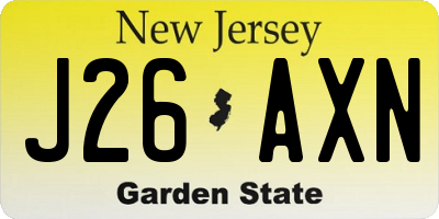 NJ license plate J26AXN