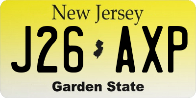 NJ license plate J26AXP