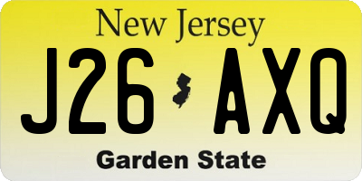 NJ license plate J26AXQ