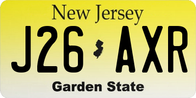 NJ license plate J26AXR