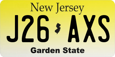 NJ license plate J26AXS