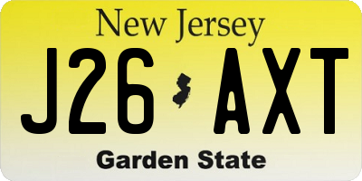 NJ license plate J26AXT