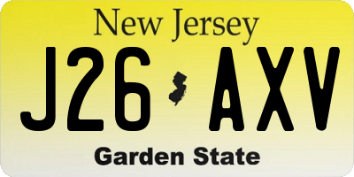 NJ license plate J26AXV