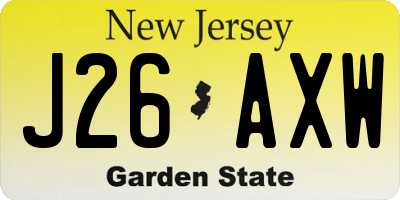 NJ license plate J26AXW