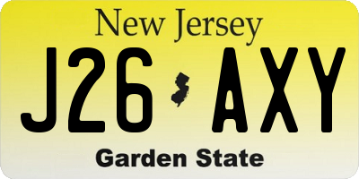 NJ license plate J26AXY